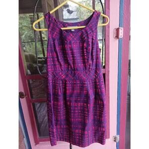 MERONA Fitted Summer Dress Purple And Pink Size 4 Cotton Cute Sleeveless